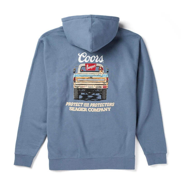 Seager X Coors Banquet Bumper Hoodie- Steel Blue
